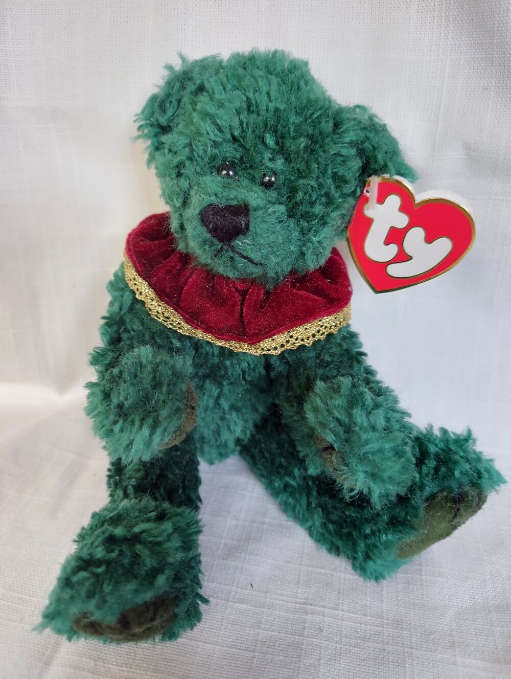 TY Bear With Tag ATTIC TREASURES Green TEDDY BEAR "LAUREL" Happy Holly-days